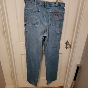 Carhartt original dungaree carpenter blue jean size is 36x36 used condition